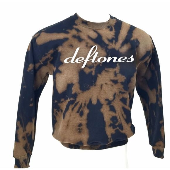 DEFTONES Rock Band Acid Washed, Distressed Pullover Crewneck, Sweatshirt y2k rap - Picture 2 of 5